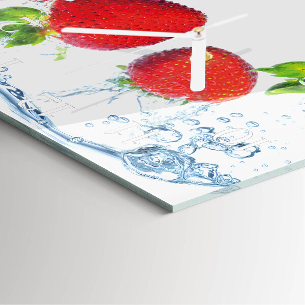Wanduhr quadratisch Erdbeeren