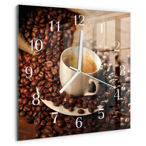 Wanduhr quadratisch Tasse Kaffee