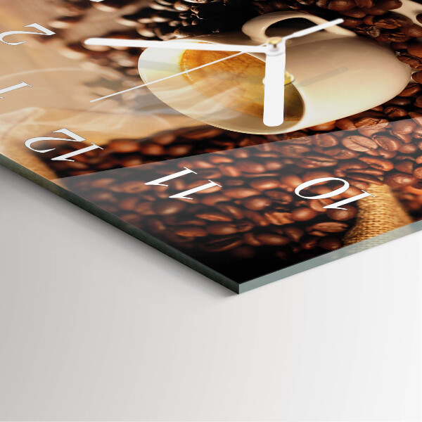 Wanduhr quadratisch Tasse Kaffee