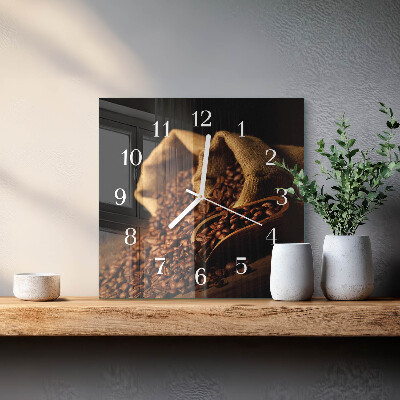 Wanduhr quadratisch Kaffeebohnen