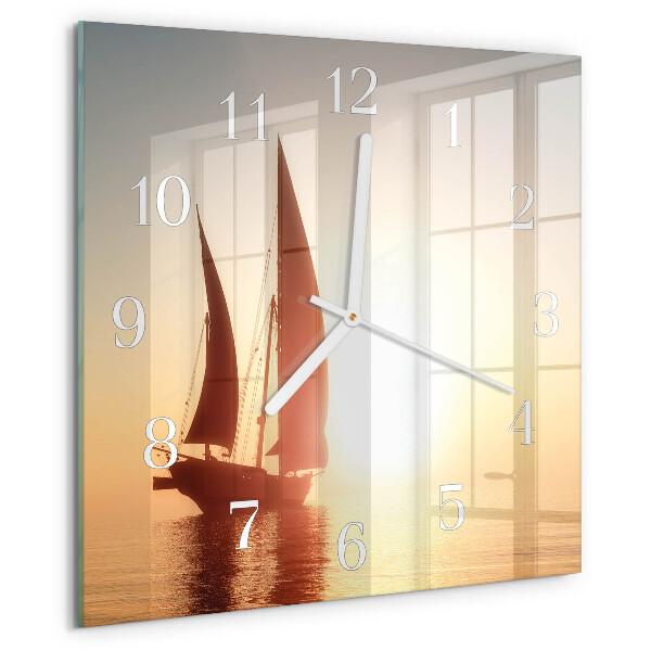 Wanduhr quadratisch Segelboot