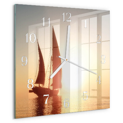 Wanduhr quadratisch Segelboot