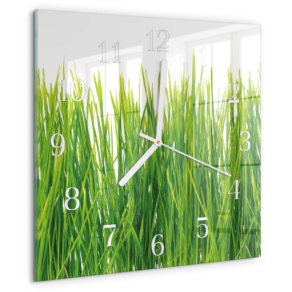 Wanduhr quadratisch Gras