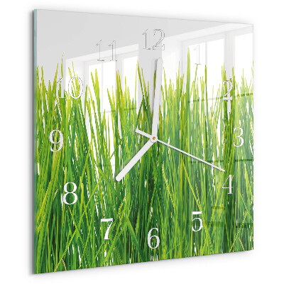 Wanduhr quadratisch Gras