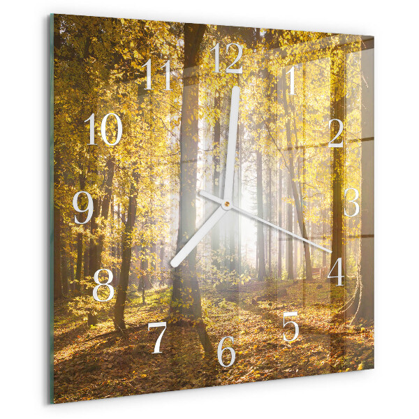 Wanduhr quadratisch Herbst im Wald