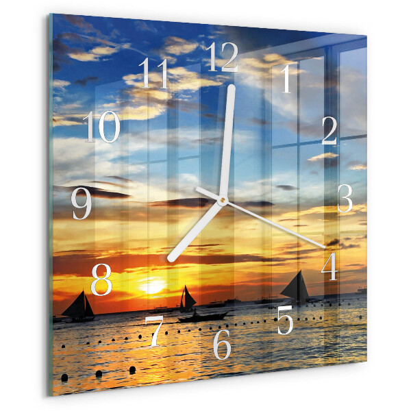 Wanduhr quadratisch Sonnenuntergang