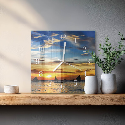 Wanduhr quadratisch Sonnenuntergang
