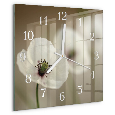 Wanduhr quadratisch Mohn