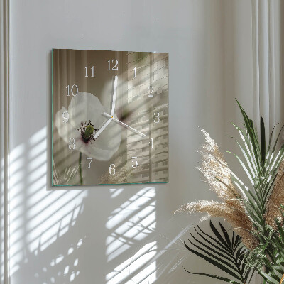 Wanduhr quadratisch Mohn