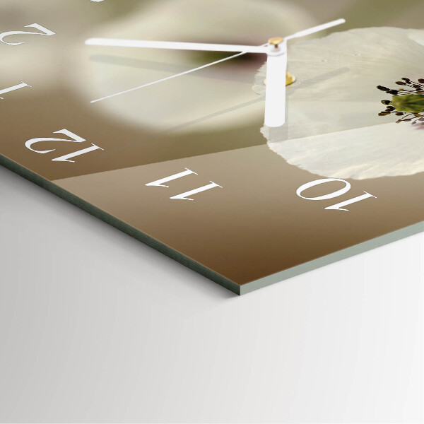 Wanduhr quadratisch Mohn