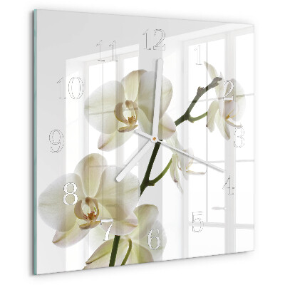 Wanduhr quadratisch Orchidee