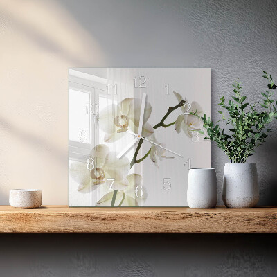 Wanduhr quadratisch Orchidee