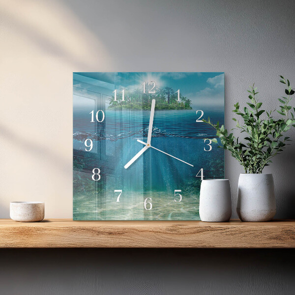 Wanduhr quadratisch Meeresboden