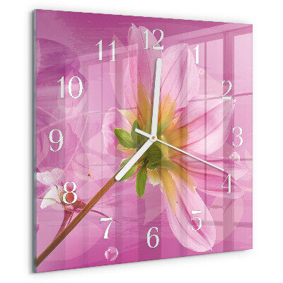 Wanduhr quadratisch Blume