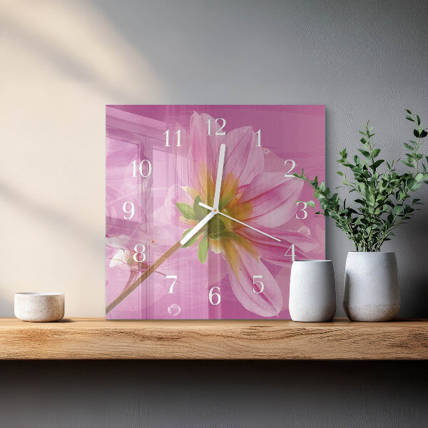 Wanduhr quadratisch Blume