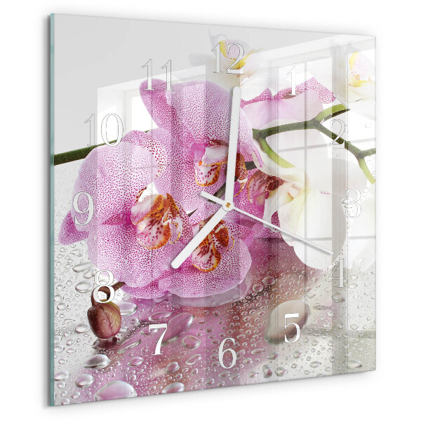 Wanduhr quadratisch Orchidee