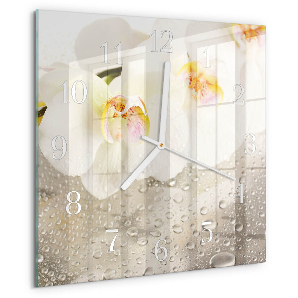 Wanduhr quadratisch Orchidee