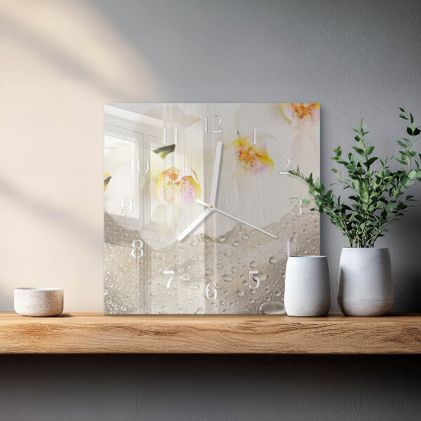 Wanduhr quadratisch Orchidee