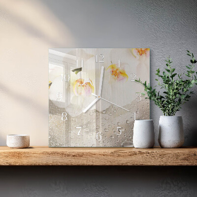 Wanduhr quadratisch Orchidee
