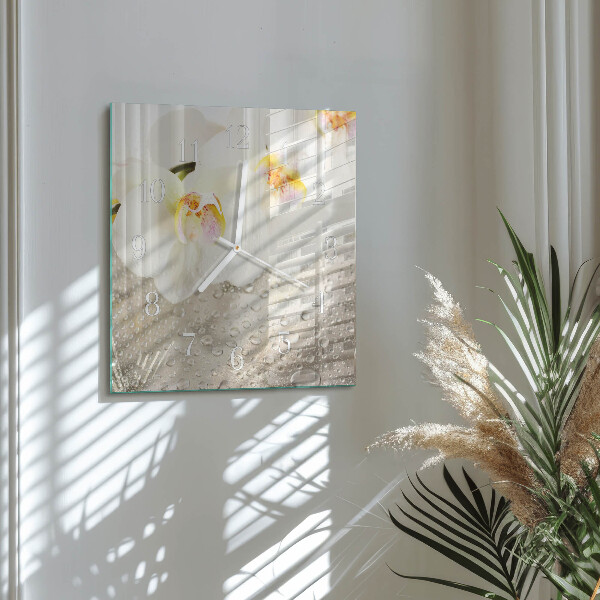 Wanduhr quadratisch Orchidee