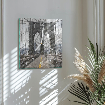 Wanduhr quadratisch Brooklyn Bridge