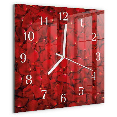 Wanduhr quadratisch Rosenblätter