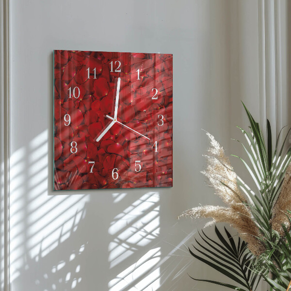 Wanduhr quadratisch Rosenblätter