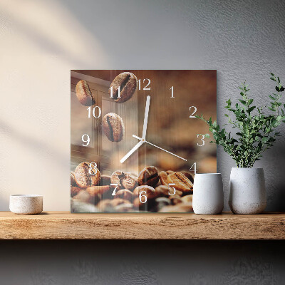 Wanduhr quadratisch Kaffeebohnen