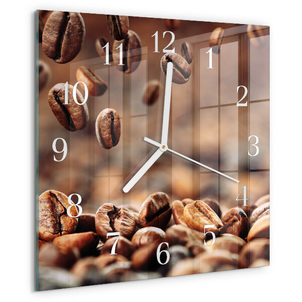 Wanduhr quadratisch Kaffeebohnen