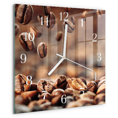 Wanduhr quadratisch Kaffeebohnen