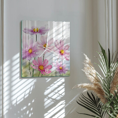 Wanduhr quadratisch Blumen