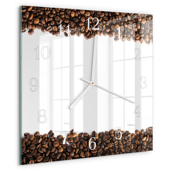 Wanduhr quadratisch Kaffeebohnen