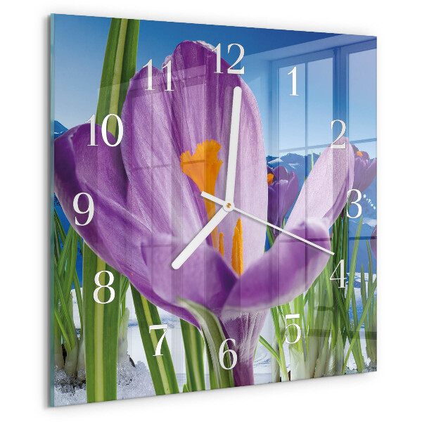 Wanduhr quadratisch Frühling