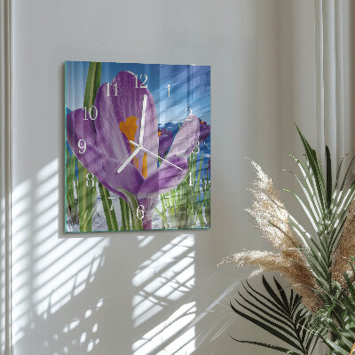 Wanduhr quadratisch Frühling
