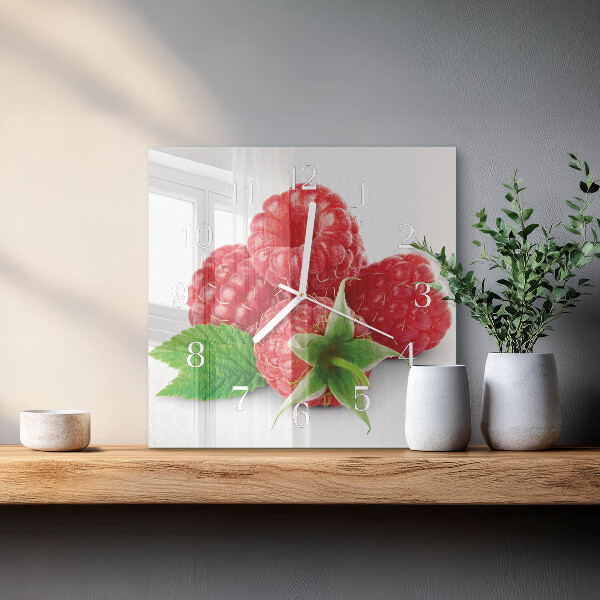 Wanduhr quadratisch Himbeeren