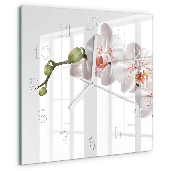 Wanduhr quadratisch Orchidee