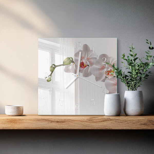 Wanduhr quadratisch Orchidee