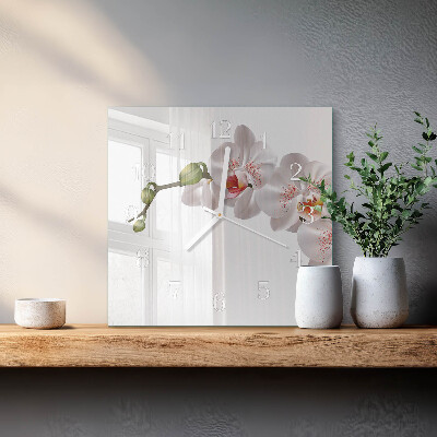 Wanduhr quadratisch Orchidee