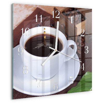 Wanduhr quadratisch Kaffee