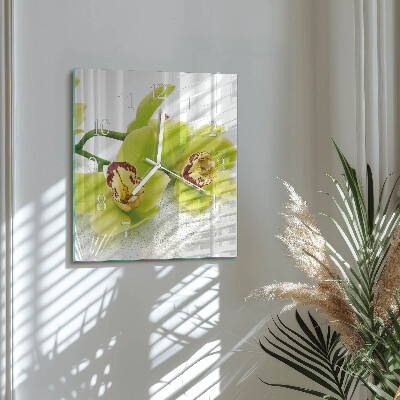 Wanduhr quadratisch Orchidee