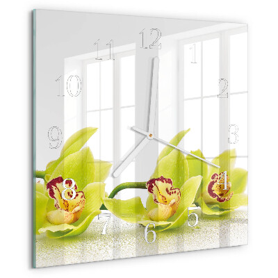 Wanduhr quadratisch Orchidee