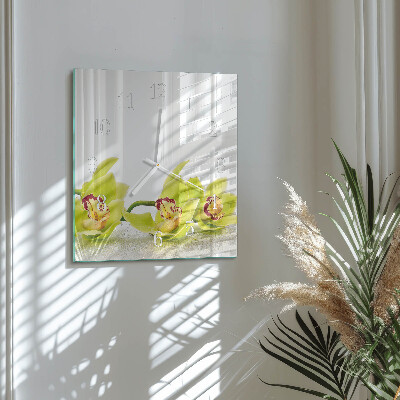 Wanduhr quadratisch Orchidee