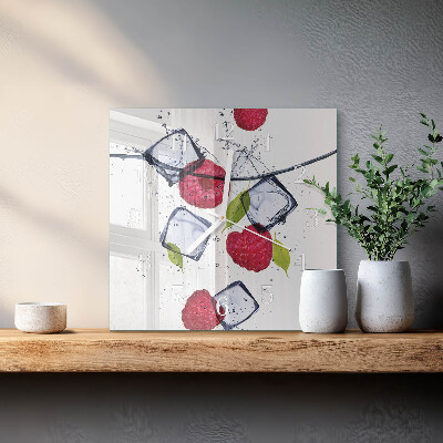 Wanduhr quadratisch Himbeeren