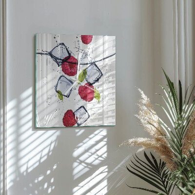 Wanduhr quadratisch Himbeeren