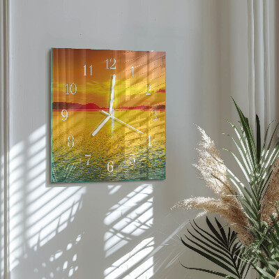 Wanduhr quadratisch Sonnenuntergang