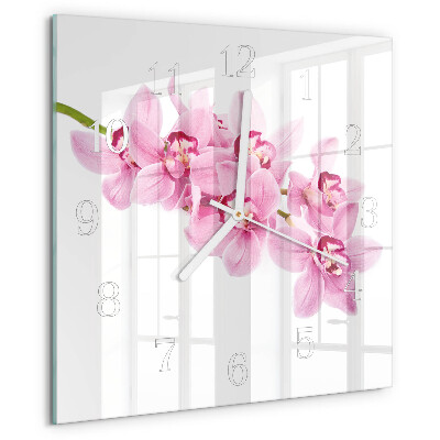 Wanduhr quadratisch Orchidee