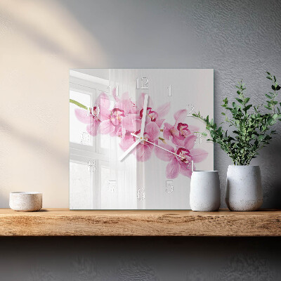 Wanduhr quadratisch Orchidee