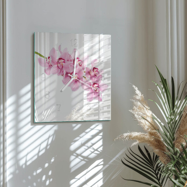 Wanduhr quadratisch Orchidee