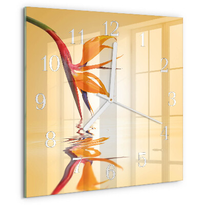Wanduhr quadratisch Blume