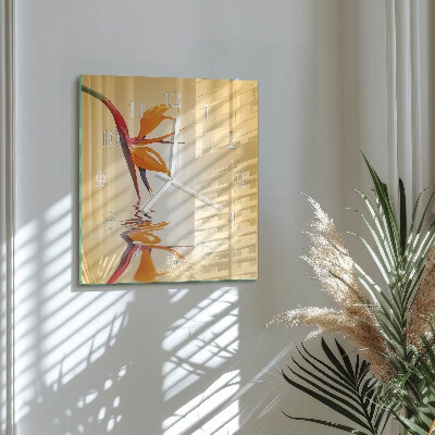 Wanduhr quadratisch Blume